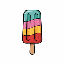 Colorful Popsicle Illustration: Vector Summer Treat Icon