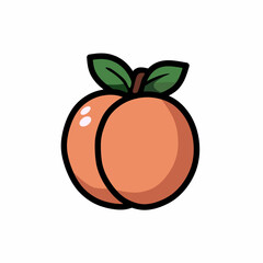 Delicious Peach Illustration with Leaves for Design and Decoration