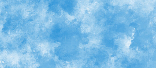 blue sky with white clouds. blurry natural clear clouds. hand painted watercolor background. aquarelle art vector background template.