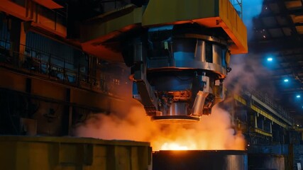 Medium shot of AIcontrolled metallurgy machinery operating automated smelting and refining processes in a hightech industrial setting