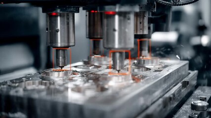 Medium shot highlighting smart diecasting molds with wear detection sensors capturing mold surface conditions to prevent defects and extend tool lifespan.