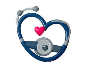 Stethoscope forming a heart shape with pink heart health concept