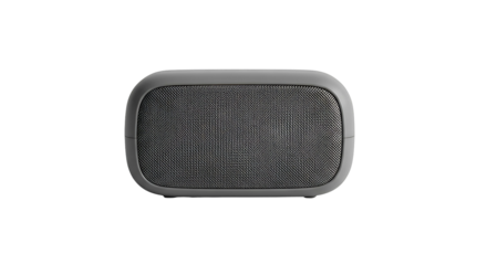 Gray Bluetooth Speaker on White Background.