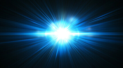 Obraz premium Glowing burst of light radiates on a black background, creating vibrant rays, luminous energy, and a dynamic, dramatic effect ideal for sci-fi or abstract visuals.