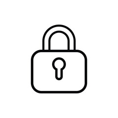 Simple black outline icon of a closed padlock with a keyhole, isolated on white background.