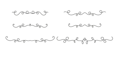 Obraz premium Set of Vintage decorative lines. text dividers. Line border. Lines separators, Borders, Set of various doodle style line dividers and arrow icons for design