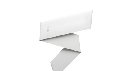 Elegant abstract white folded ribbon or paper strip creating a modern shape isolated on transparent background