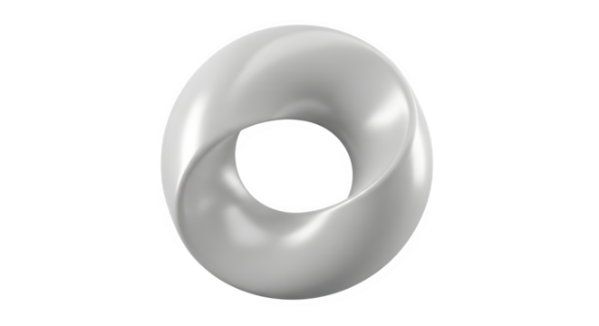 Abstract 3d silver mobius ring with smooth metallic surface isolated on transparent background - Powered by Adobe