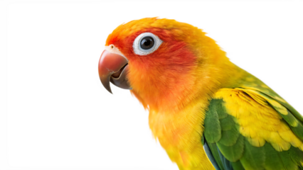 Cute lovebird parrot cut out isolated on white background PNG. AI GENERATED.