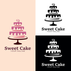 Sweet Cake Logo Design – Modern Bakery Dessert Icon for Branding