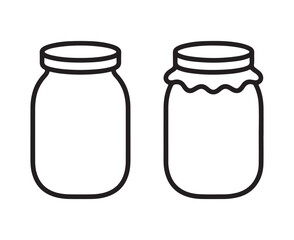 Mason Jar and Jam Jar Outline Vector Icons