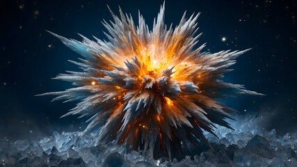 Fiery Abstract Explosion With Bright Energy Particles And Expanding Motion

