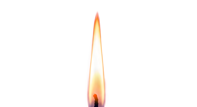 Bright orange and yellow candle flame burning vertically, isolated on transparent background - Powered by Adobe