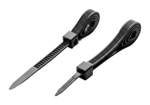 Using plastic cable ties for organization home office diy isolated on transparent background