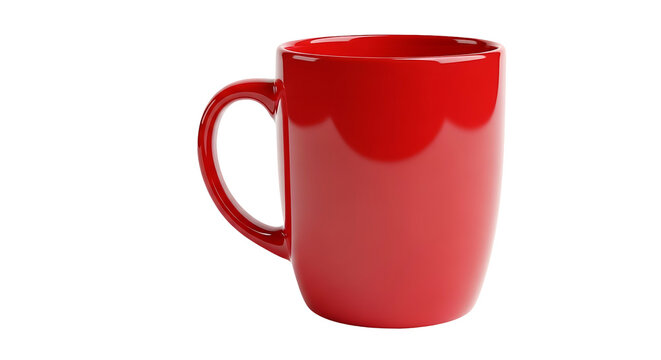 Red Ceramic Mug Isolated on White Background.