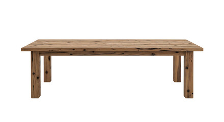 Rustic Wooden Table Isolated on White Background.