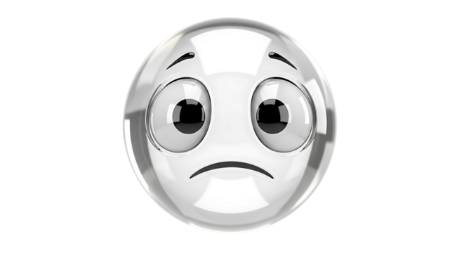 Sad Emoji Face Transparent Sphere.