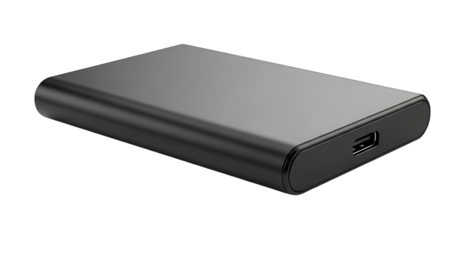 Sleek Black External Hard Drive for Data Storage.