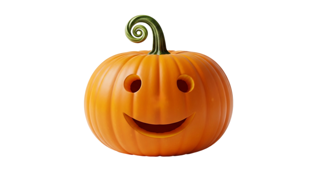 Smiling Halloween Pumpkin Isolated on White Background.