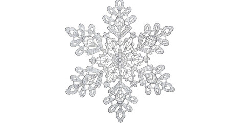 Sparkling Crystal Snowflake Ornament Isolated on White Background.