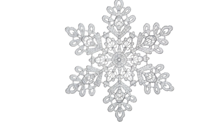 Sparkling Crystal Snowflake Ornament Isolated on White Background.