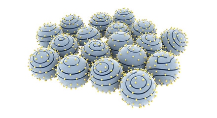 Spherical structures in a group detailed and intricate design.