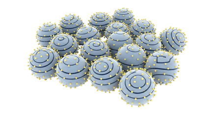 Spherical structures in a group detailed and intricate design.