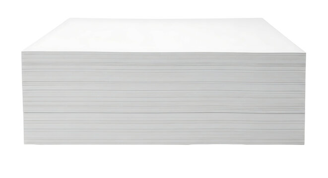 Stack of clean white paper sheets isolated on a white background.