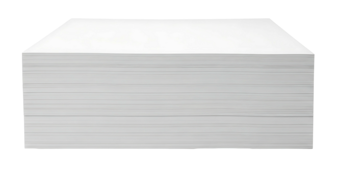Stack of clean white paper sheets isolated on a white background.