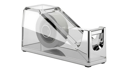 Transparent Tape Dispenser on White Background.