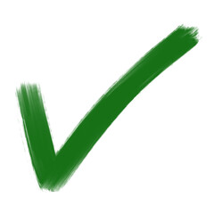 PNG green brush stroke check mark icon on transparent background. © ZAHID