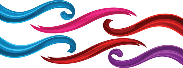 Colorful abstract flowing ribbon wave shapes background, vibrant decorative swirl elements, modern dynamic design clipart