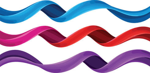 Colorful ribbon wave vector set, abstract flowing gradient shapes for modern design, decoration, and background artwork