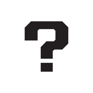 Mario question mark icon silhouette vector flat design on white background.