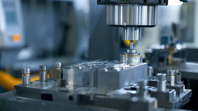 Dynamic medium shot showcasing multifunction testing of nonferrous alloy prototypes with various instruments measuring conductivity and tensile strength.