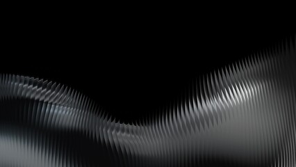 Ribbed glass background with abstract waves and glossy gradient line noise textures in black and white, perfect for modern design, digital surfaces, decorative patterns, architectural 4k