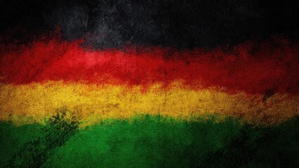 Brushstroke-style abstract background with four horizontal stripes of black, red, yellow & green