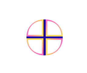 Infographic Template design - Abstract geometric symbol with a circle and intersecting lines in vibrant colors isolated on transparent background