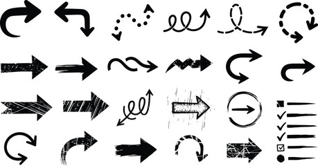 Set of 30 Unique Arrow Icons in Various Styles and Directions for UI, Web, and Graphic Design