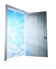 Fototapeta premium Open door isolated on transparent background. 3D illustration