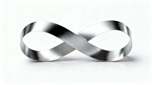 Metallic Ribbon Shaped into Infinity Loop Isolated