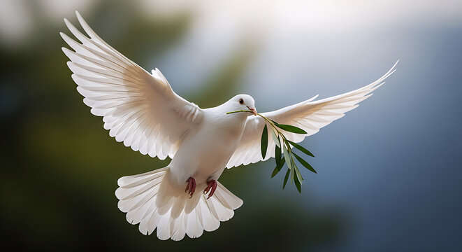 photography of a dove carrying an olive branch for peace themed messages and inspirational content