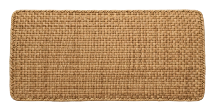 Natural woven area rug home decorative item top view isolated on transparent background