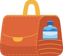 Obraz premium Illustration of Orange Bag with Water Bottle