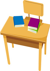 Illustration of School Desk with Books