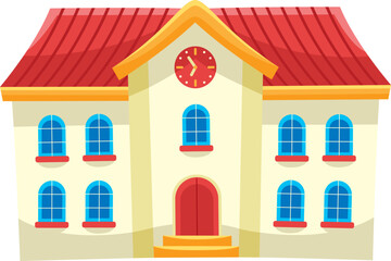 Cartoon Illustration of a School Building