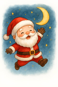 Mini Santa Jumping to Catch the Moon
