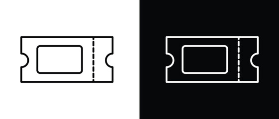 Minimal ticket icon set in black and white, simple outline voucher symbol for apps, web, and UI design - stock vector.