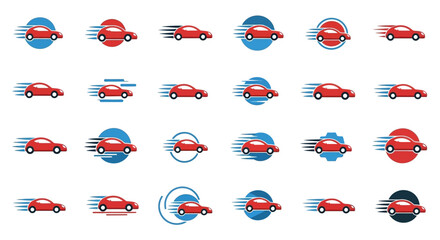 Collection of dynamic car logos showcasing speed and mobility for automotive brands