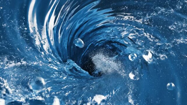 Mesmerizing blue water swirling into a vortex, a dynamic abstract background perfect for a modern, clean design or a refreshing splash screen visual